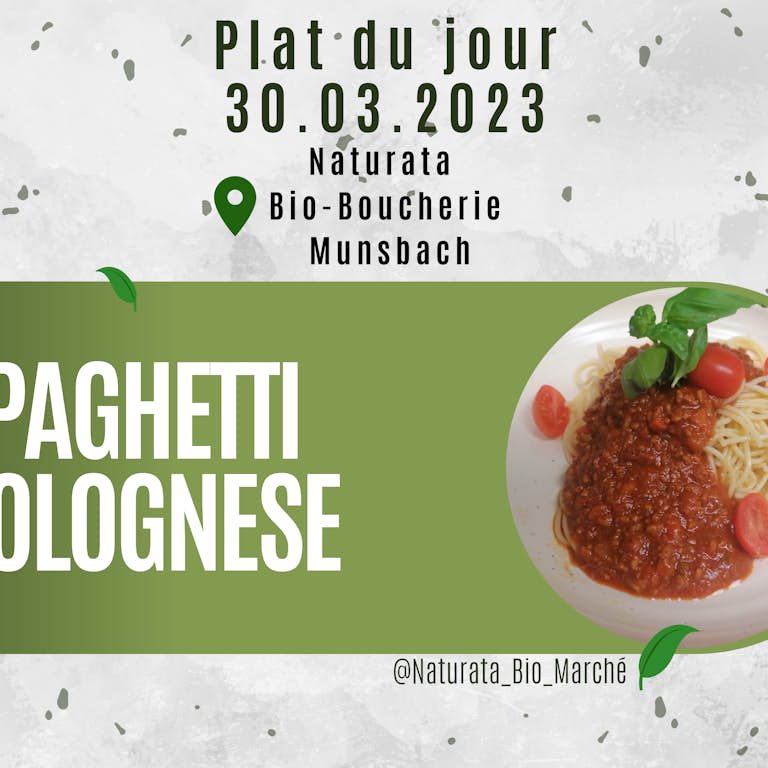Plat du jour Spaghetti Bolognese Webseite Banner 30